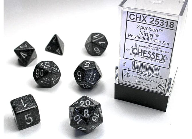 Gamers Guild AZ Chessex CHX25318 -  Chessex 7 Die Set Speckled Ninja Chessex