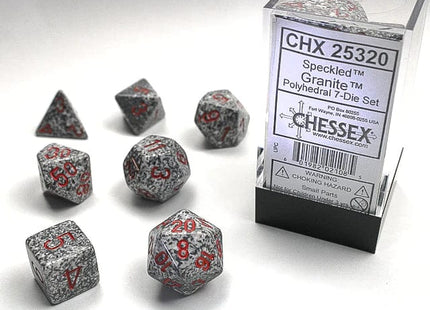 Gamers Guild AZ Chessex CHX25320 -  Chessex 7 Die Set Speckled Granite Chessex