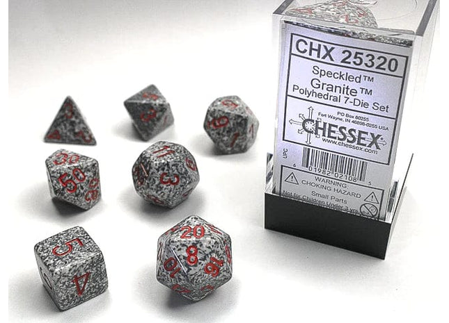 Gamers Guild AZ Chessex CHX25320 -  Chessex 7 Die Set Speckled Granite Chessex
