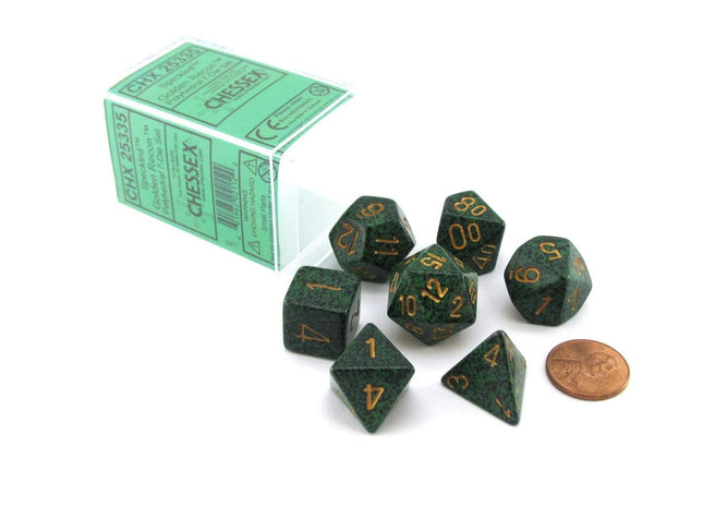 Gamers Guild AZ Chessex CHX25335 - Chessex 7 Die Set Golden Recon Speckled Chessex