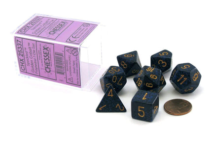 Gamers Guild AZ Chessex CHX25337 - Chessex 7 Die Set Golden Cobalt Speckled Chessex