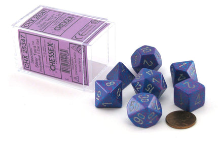 Gamers Guild AZ Chessex CHX25347 - Chessex 7 Die Set Silver Tetra Speckled Chessex