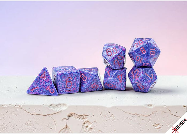 Gamers Guild AZ Chessex CHX25367 - Chessex Speckled Purple Passion 7-Dice Set (Pre-Order) AGD