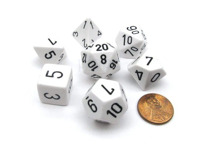 Gamers Guild AZ Chessex CHX25401 - Chessex 7 Die Set White / Black Opaque Chessex