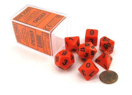 Gamers Guild AZ Chessex CHX25403 - Chessex 7 Die Set Orange / Black Opaque Chessex