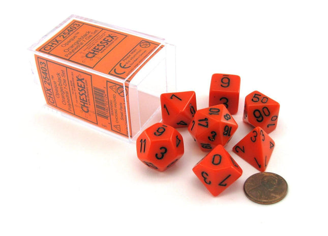 Gamers Guild AZ Chessex CHX25403 - Chessex 7 Die Set Orange / Black Opaque Chessex