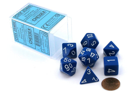 Gamers Guild AZ Chessex CHX25406 - Chessex 7 Die Set Opaque Blue/White Chessex