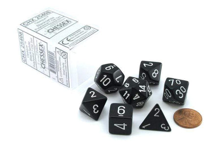 Gamers Guild AZ Chessex CHX25408 - Chessex 7 Die Set Opaque Black/white Chessex