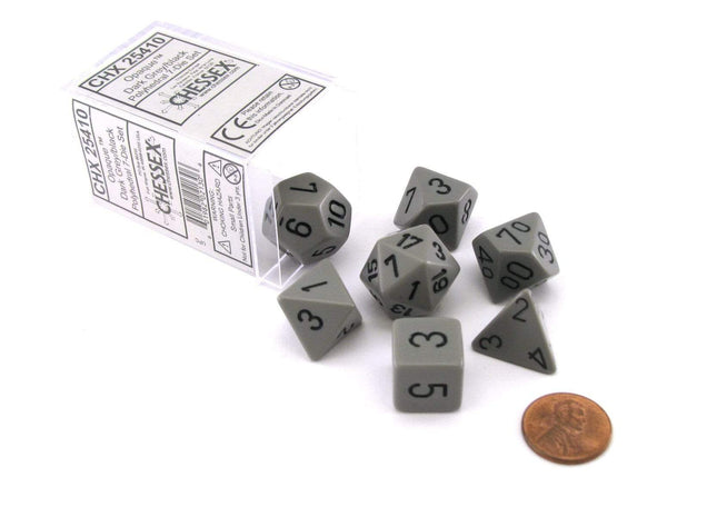 Gamers Guild AZ Chessex CHX25410 - Chessex 7 Die Set Grey/Black Opaque Chessex
