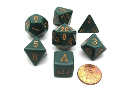 Gamers Guild AZ Chessex CHX25415 - Chessex 7 Die Set Opaque Dusty Green/Copper Chessex