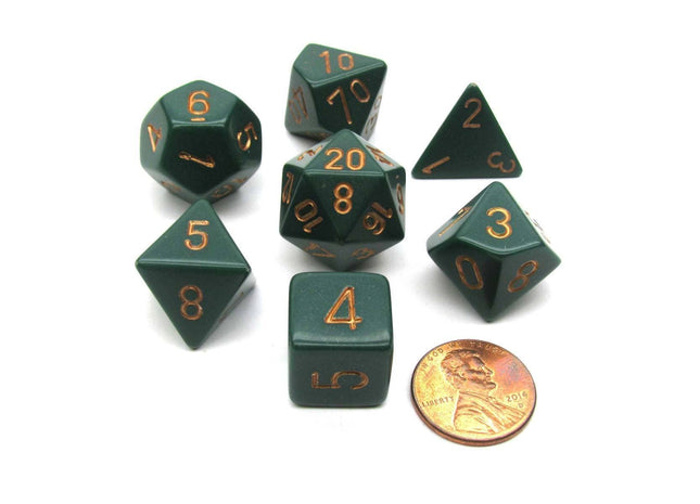 Gamers Guild AZ Chessex CHX25415 - Chessex 7 Die Set Opaque Dusty Green/Copper Chessex