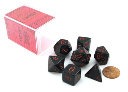 Gamers Guild AZ Chessex CHX25418 - Chessex 7 Die Set Opaque Black/Red Chessex