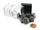 Gamers Guild AZ Chessex CHX25420 - Chessex 7 Die Set Opaque Dark Grey/Copper Chessex