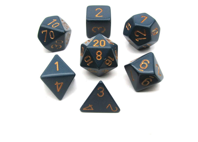 Gamers Guild AZ Chessex CHX25426 - Chessex 7Die Set Opaque Dusty Blue/Copper Chessex