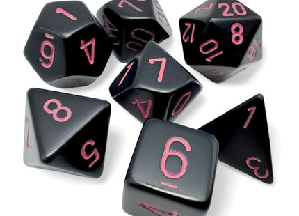 Gamers Guild AZ Chessex CHX25448 -  Chessex 7 Die Set Opaque: Polyhedral Black/pink (Pre-Order) Chessex