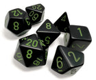 Gamers Guild AZ Chessex CHX25458-  Chessex 7 Die Set Opaque: Polyhedral Black/green 7-Die Set (Pre-Order) Chessex