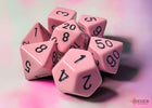 Gamers Guild AZ Chessex CHX25464 Chessex Dice: Opaque Pastel Pink/black Polyhedral 7-Dice Set Chessex