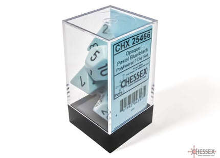 Gamers Guild AZ Chessex CHX25466: Chessex Opaque Pastel Blue/Black Polyhedral 7-Dice Set ACD Distribution