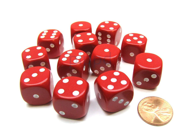 Gamers Guild AZ Chessex CHX25604 - Chessex 16mm Red / White Opaque Chessex