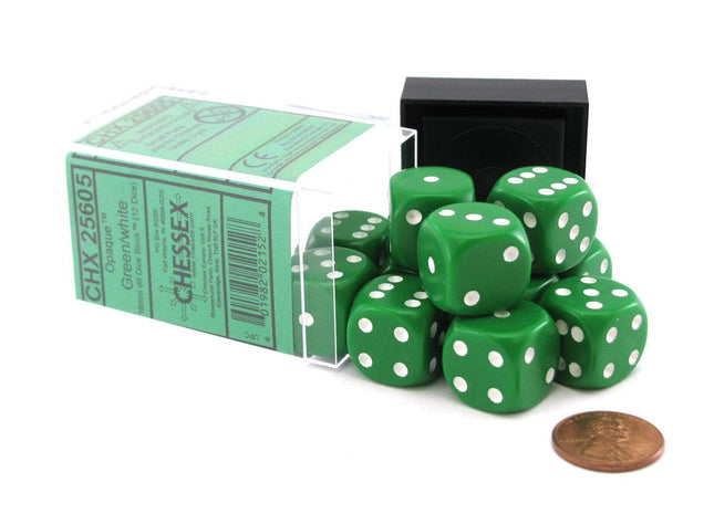 Gamers Guild AZ Chessex CHX25605 - Chessex 16mm Green/White Opaque Chessex