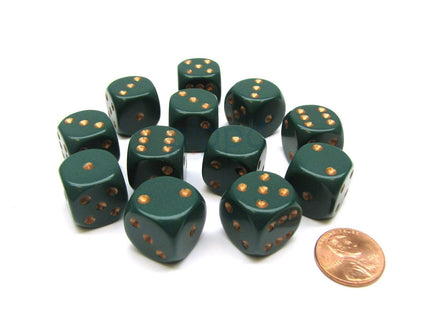 Gamers Guild AZ Chessex CHX25615 - Chessex 16mm Opaque Dusty Green/Copper Chessex