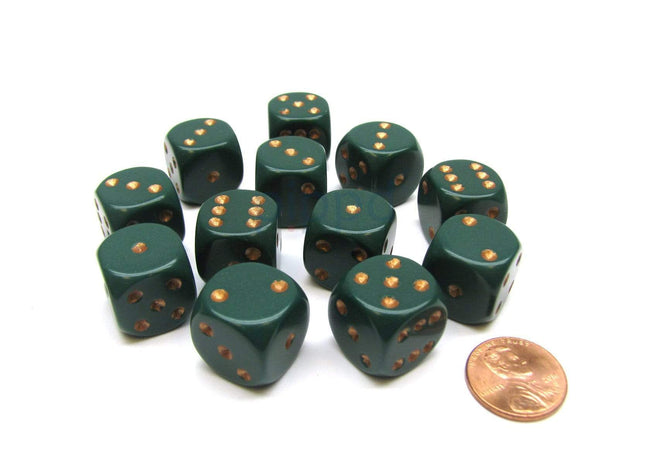 Gamers Guild AZ Chessex CHX25615 - Chessex 16mm Opaque Dusty Green/Copper Chessex