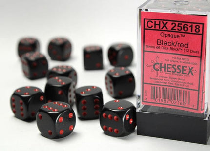 Gamers Guild AZ Chessex CHX25618 - Chessex 16mm D6 Opaque Black/red Chessex