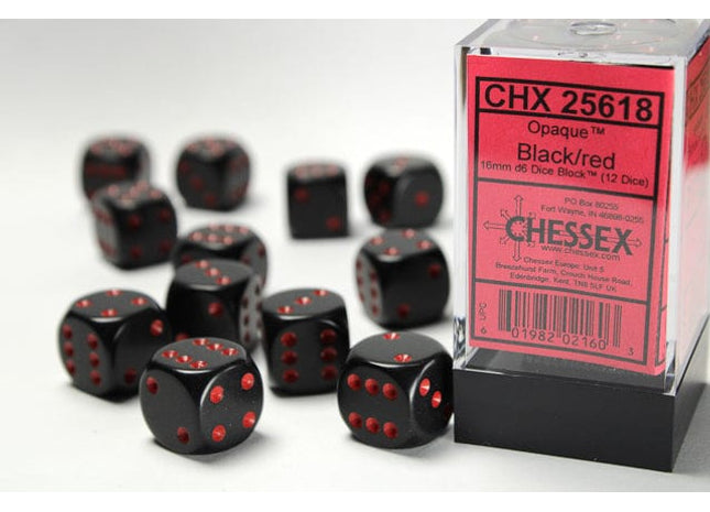 Gamers Guild AZ Chessex CHX25618 - Chessex 16mm D6 Opaque Black/red Chessex