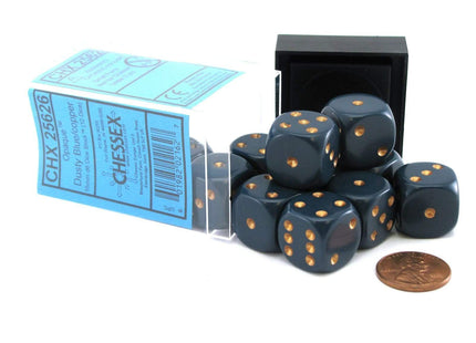 Gamers Guild AZ Chessex CHX25626 - Chessex 16mm Dusty Blue / Gold Opaque Chessex