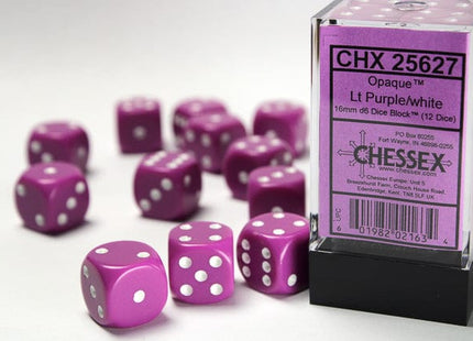 Gamers Guild AZ Chessex CHX25627 - Chessex 16mm D6 Opaque Light Purple/white Chessex