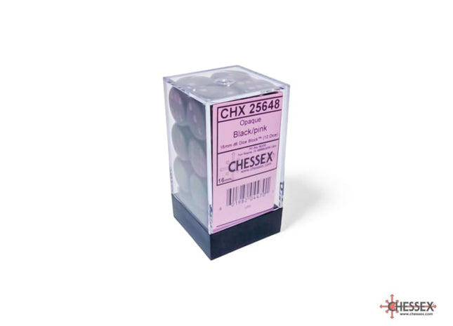Gamers Guild AZ Chessex CHX25648: Chessex D6 Opaque Black/Pink Dice Block ACD Distribution