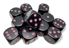 Gamers Guild AZ Chessex CHX25648 - Opaque: 16mm d6 Black/pink Dice Block (12 dice) (Pre-Order) Chessex