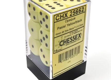 Gamers Guild AZ Chessex CHX25662: Chessex D6 Opaque Pastel Yellow/Black Dice Block ACD Distribution