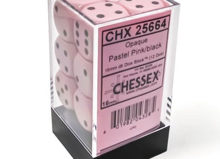 Gamers Guild AZ Chessex CHX25664: Chessex D6 Opaque Pastel Pink/Black Dice Block ACD Distribution