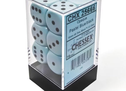 Gamers Guild AZ Chessex CHX25666: Chessex D6 Opaque Pastel Blue/Black Dice Block ACD Distribution