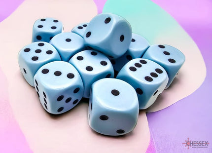 Gamers Guild AZ Chessex CHX25666 Chessex Dice: Opaque Pastel Blue/black 16mm d6 Dice Block Chessex