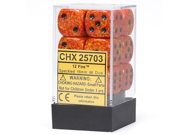 Gamers Guild AZ Chessex CHX25703 - Chessex 16mm Fire Speckled Chessex