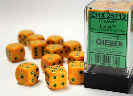 Gamers Guild AZ Chessex CHX25712 - Chessex 16mm Set of 12 D6 Speckled Lotus Chessex