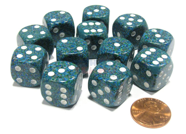 Gamers Guild AZ Chessex CHX25716 - Chessex 16mm Sea Speckled Chessex