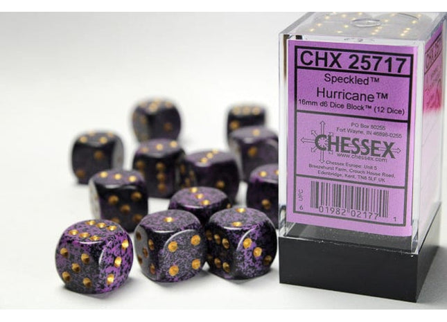 Gamers Guild AZ Chessex CHX25717 - Chessex 16mm Set of 12 D6 Speckled Hurricane Chessex