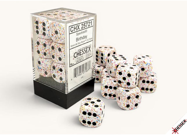 Gamers Guild AZ Chessex CHX25721 - Chessex Speckled Birthday D6 - 12ct Dice Block (Pre-Order) AGD