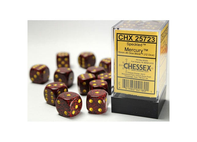 Gamers Guild AZ Chessex CHX25723 - Chessex 16mm Set of 12 D6 Speckled Mercury Chessex