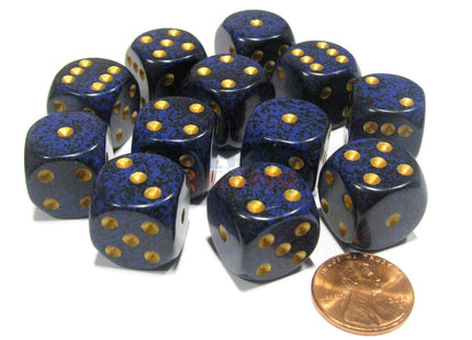 Gamers Guild AZ Chessex CHX25737 - Chessex 16mm Golden Cobalt Speckled Chessex