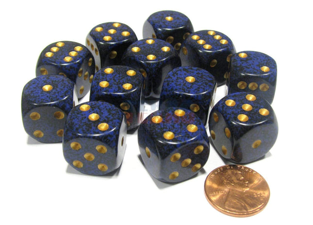 Gamers Guild AZ Chessex CHX25737 - Chessex 16mm Golden Cobalt Speckled Chessex
