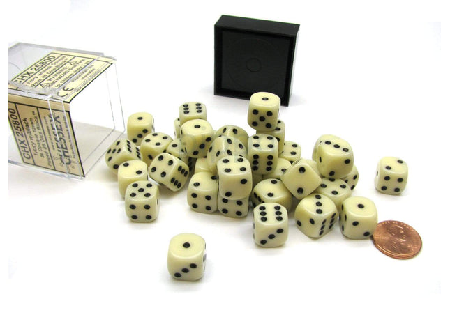 Gamers Guild AZ Chessex CHX25800 - Chessex  12mm Ivory/Black Opaque Chessex