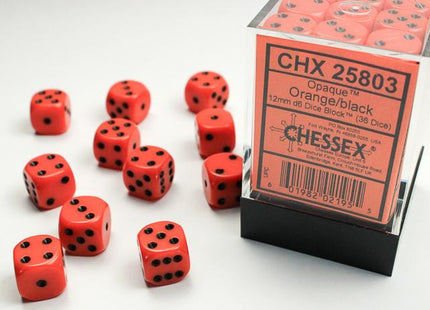 Gamers Guild AZ Chessex CHX25803 - Chessex 12mm Orange / Black Opaque Chessex