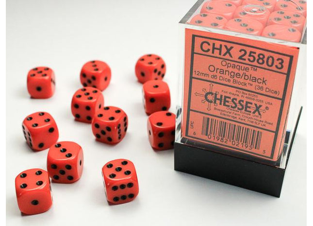 Gamers Guild AZ Chessex CHX25803 - Chessex 12mm Orange / Black Opaque Chessex