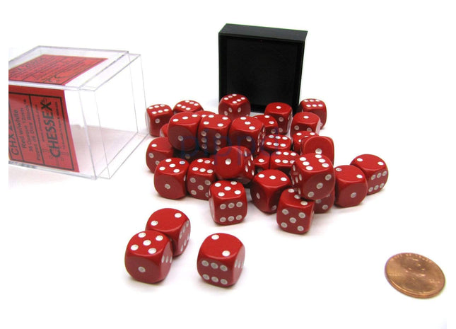 Gamers Guild AZ Chessex CHX25804 - Chessex 12mm Red / White Opaque Chessex