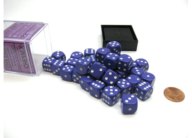 Gamers Guild AZ Chessex CHX25807 - Chessex 12mm Purple / White Opaque Chessex