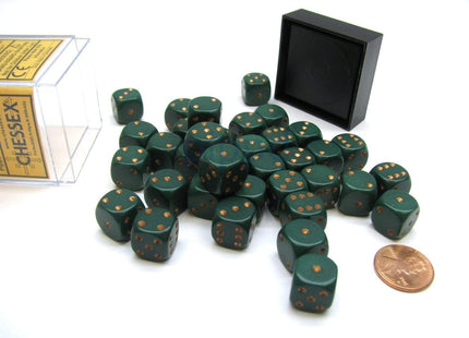 Gamers Guild AZ Chessex CHX25815 - Chessex 12mm Dusty Green / Gold Opaque Chessex